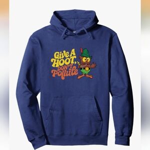 Navy Hoodie with Woodsy Owl, Give a Hoot, Don't Pollute! New Adult Size XL
